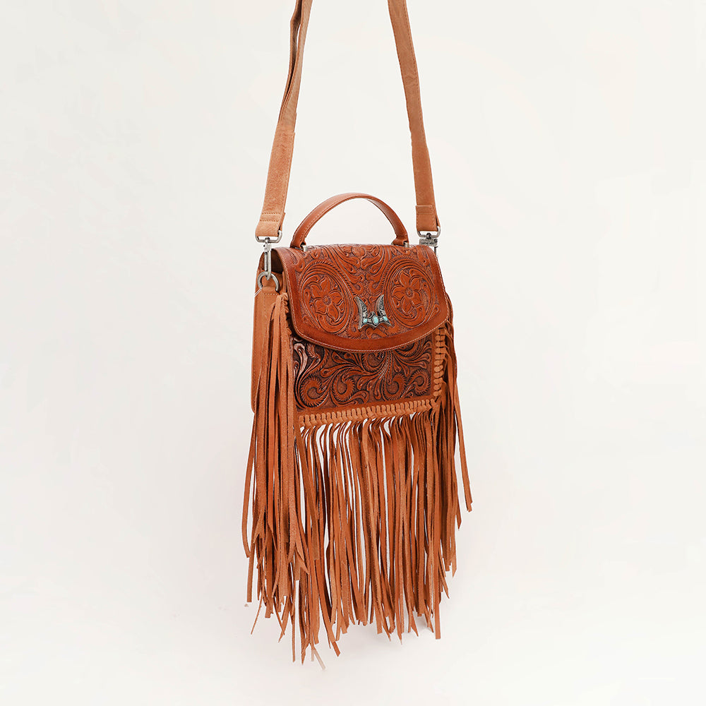 Loyal West Classic Flap Medium Tassle Bag Floria Handtooled