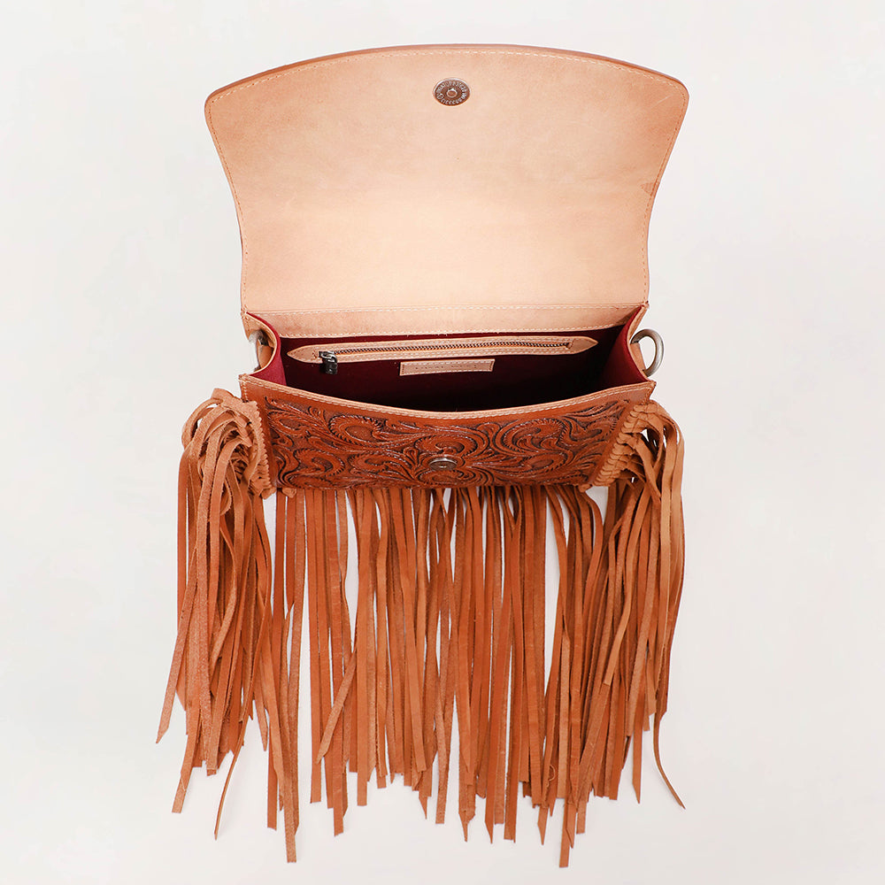 Loyal West Classic Flap Medium Tassle Bag Floria Handtooled