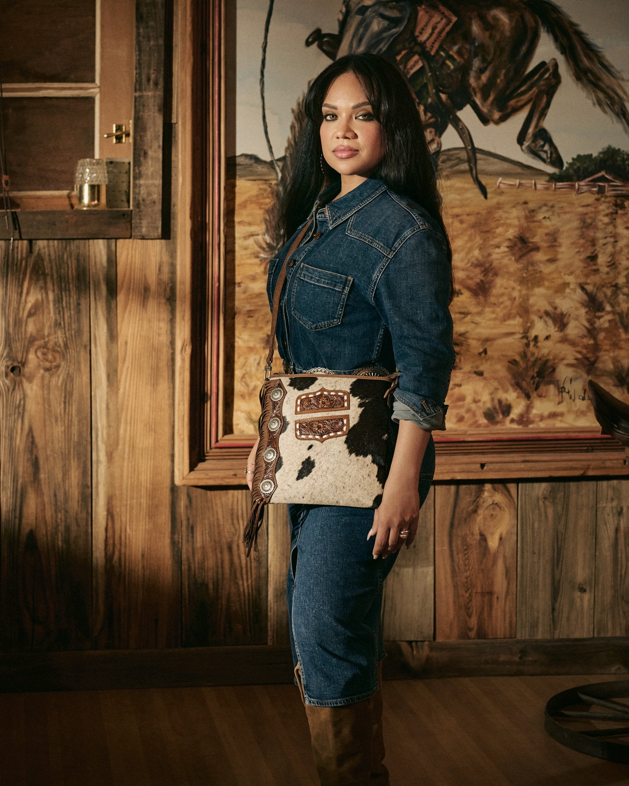 Loyal West Ranch Queen Cowhide Tassle-Bag