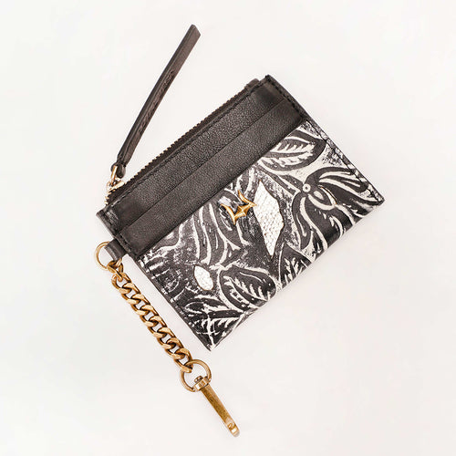 Loyal West Shell Credit Card Holder Black floral