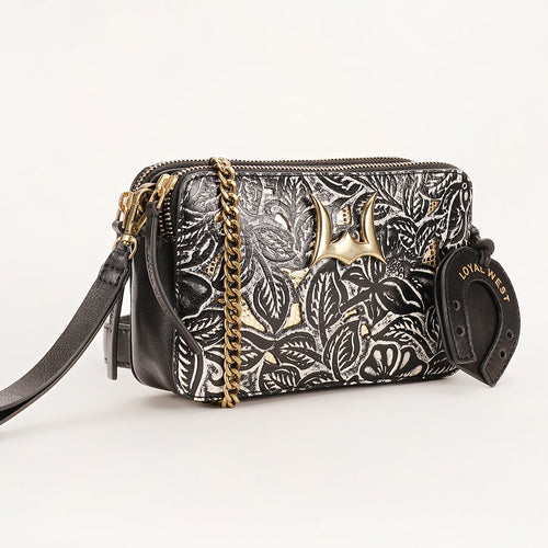Loyal West Shell Mini Purse Black Floral