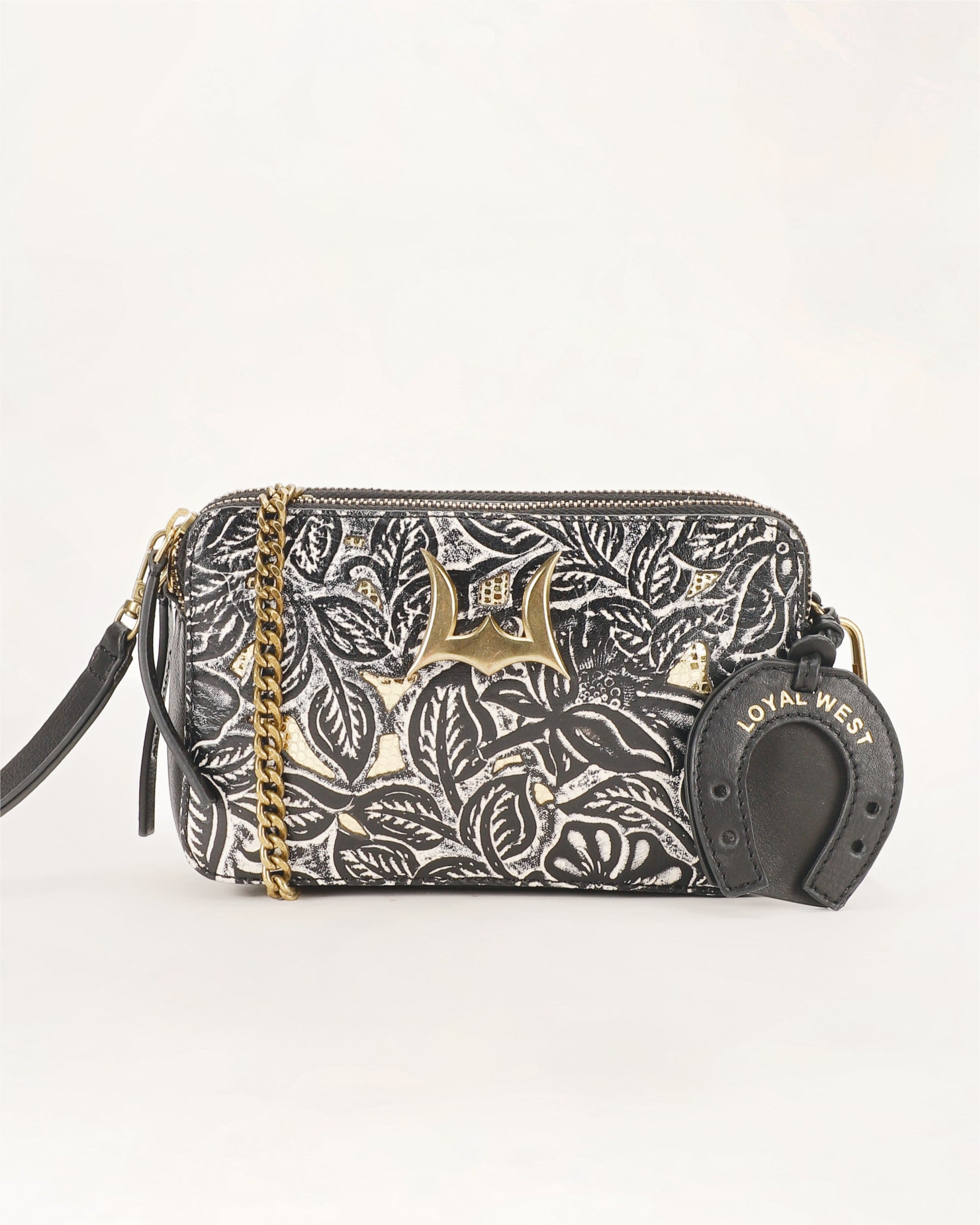Loyal West Shell Mini Purse Black Floral