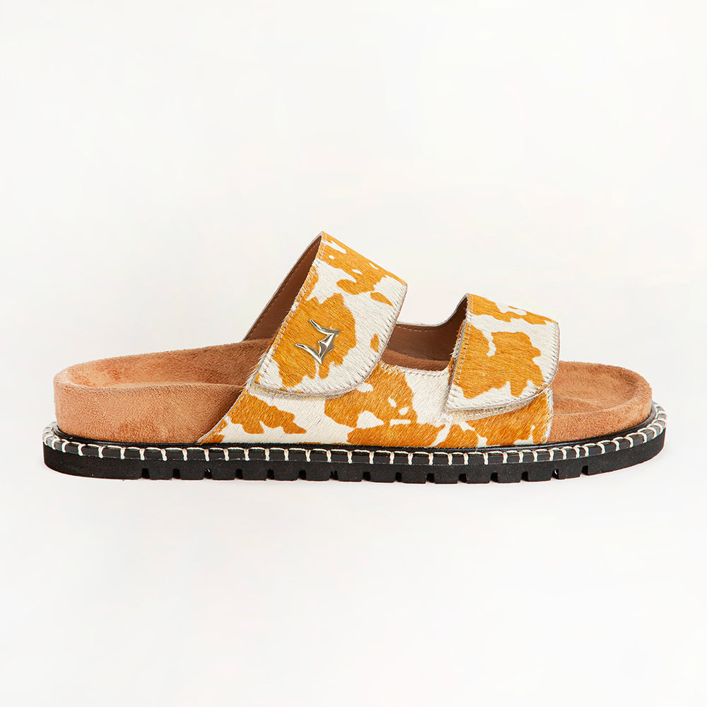 Loyal West Deen Canyon Sandals - Brown And White Cowhide