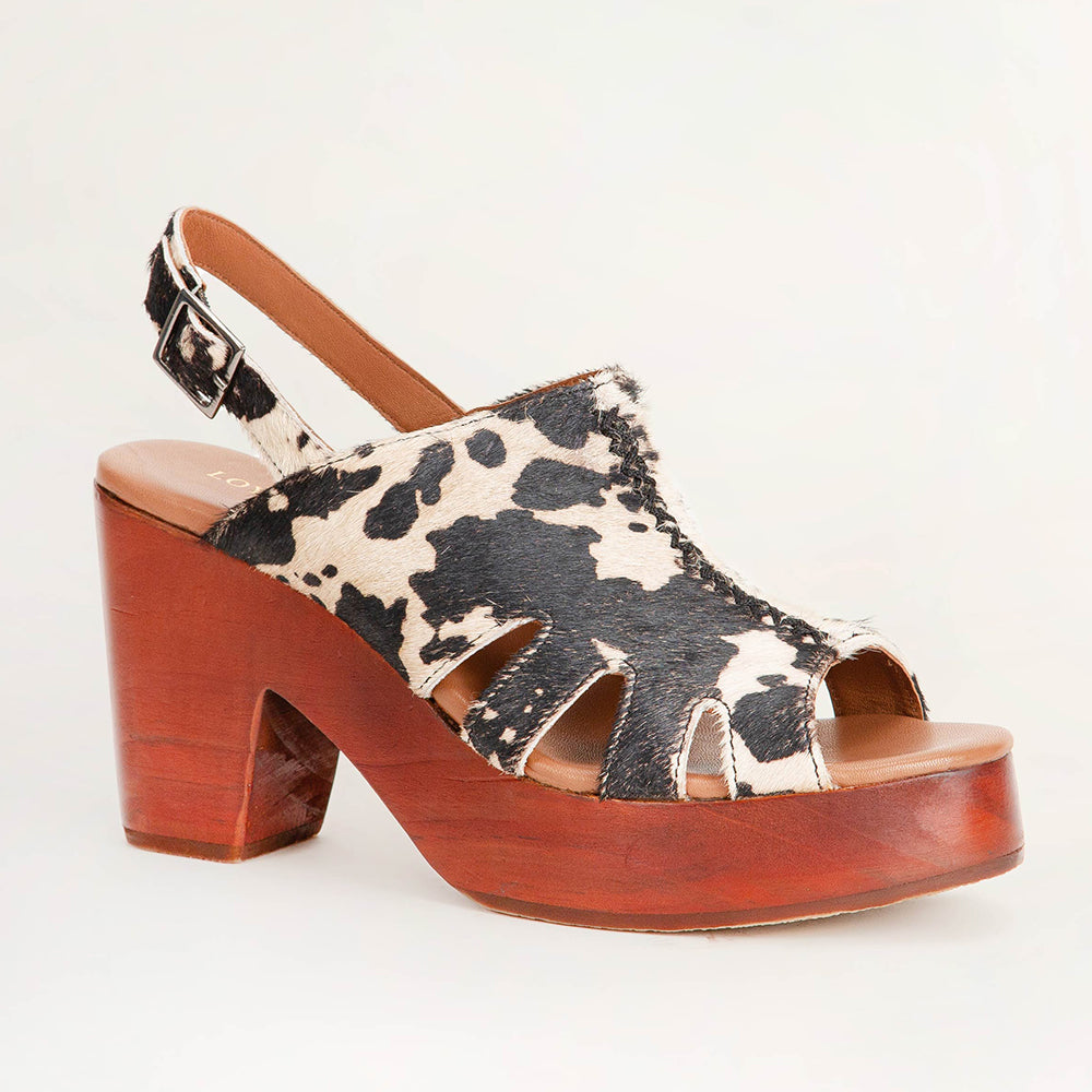Loyal West Dana Sandals - Black And White Cowhide