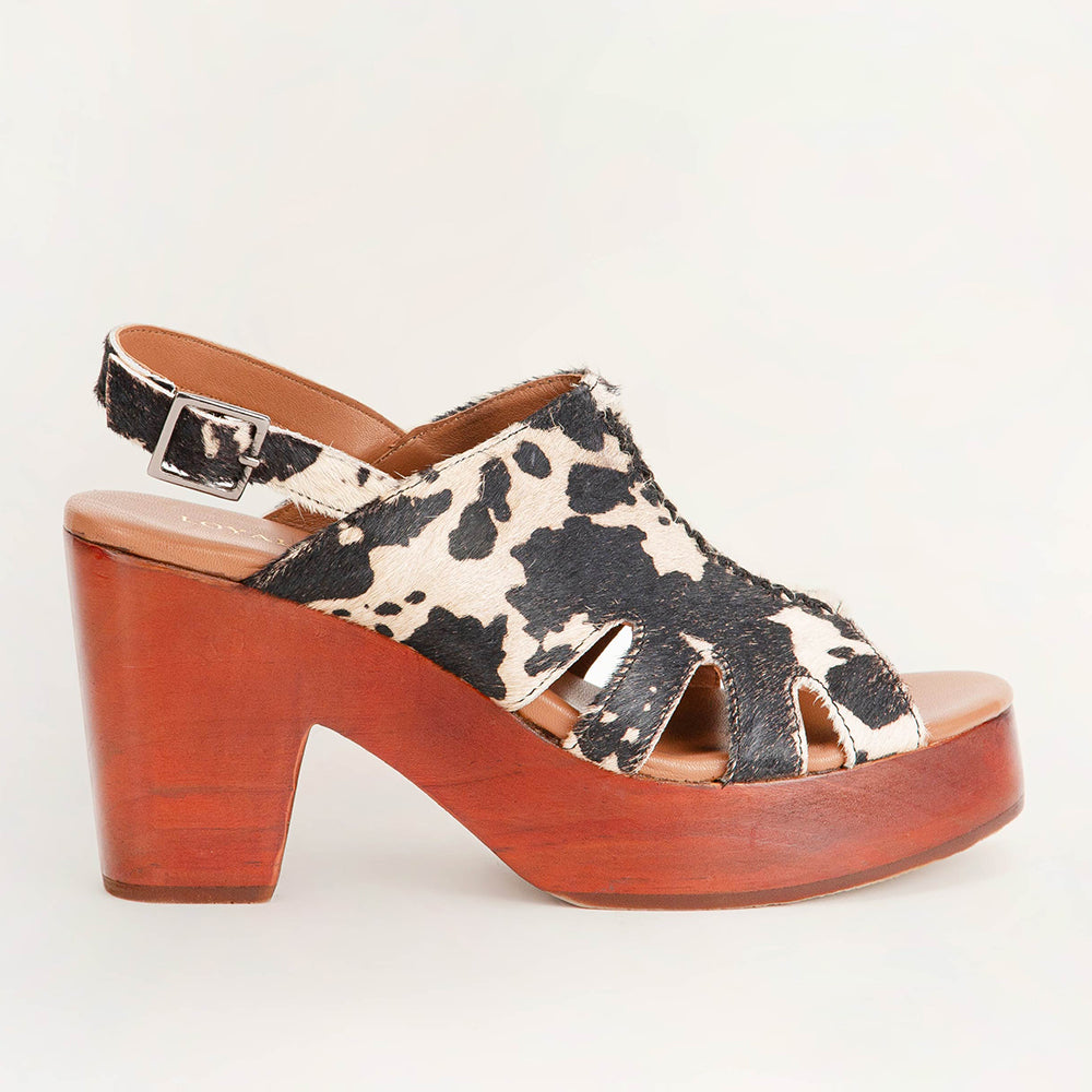 Loyal West Dana Sandals - Black And White Cowhide