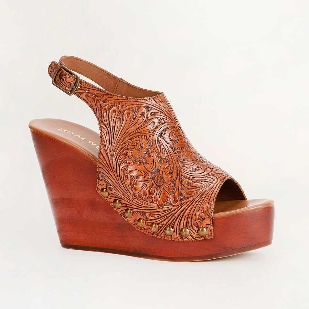 Loyal West Amelia Sandals Handtooled Leather
