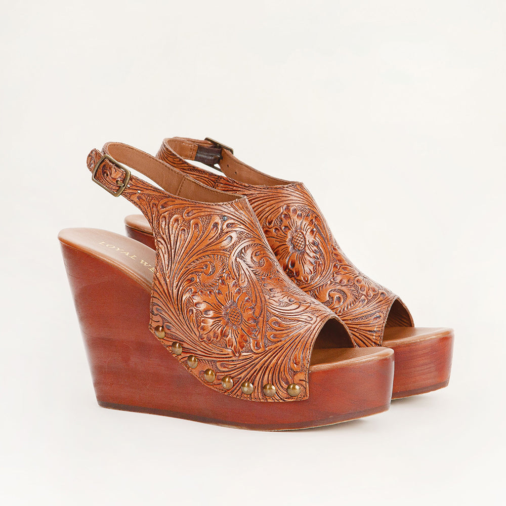 Loyal West Amelia Sandals Handtooled Leather