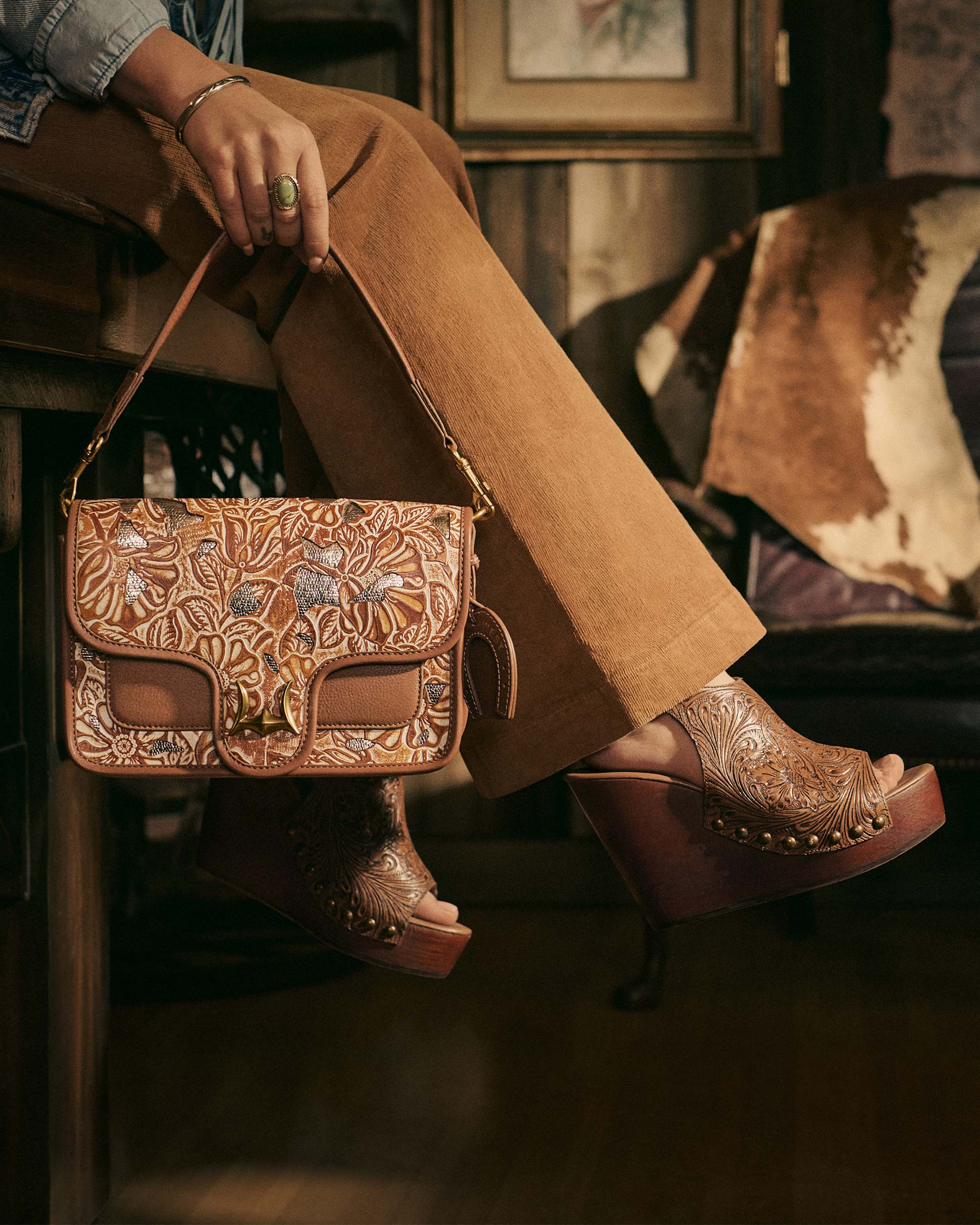 Loyal West Amelia Sandals Handtooled Leather
