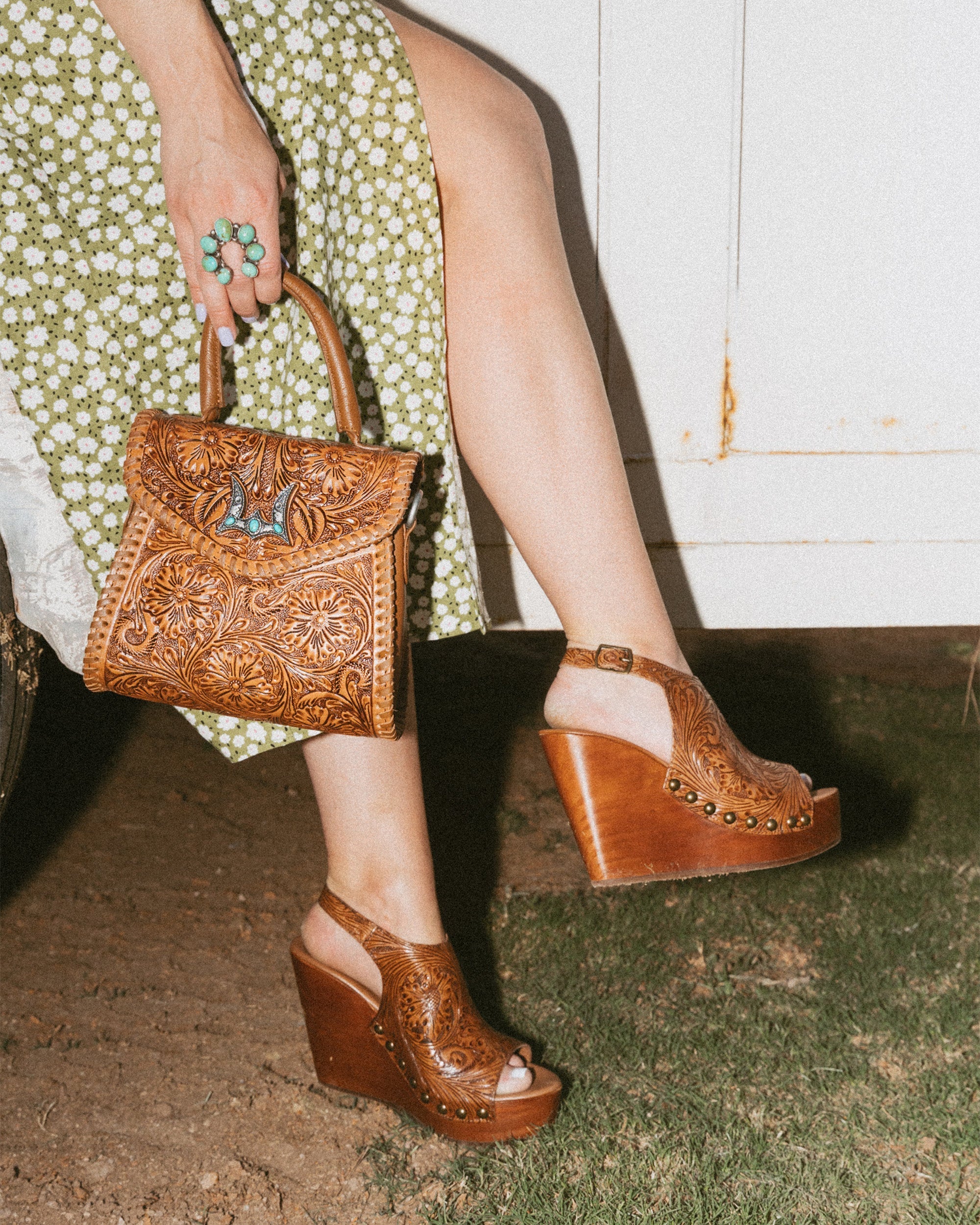 Loyal West Amelia Sandals Handtooled Leather