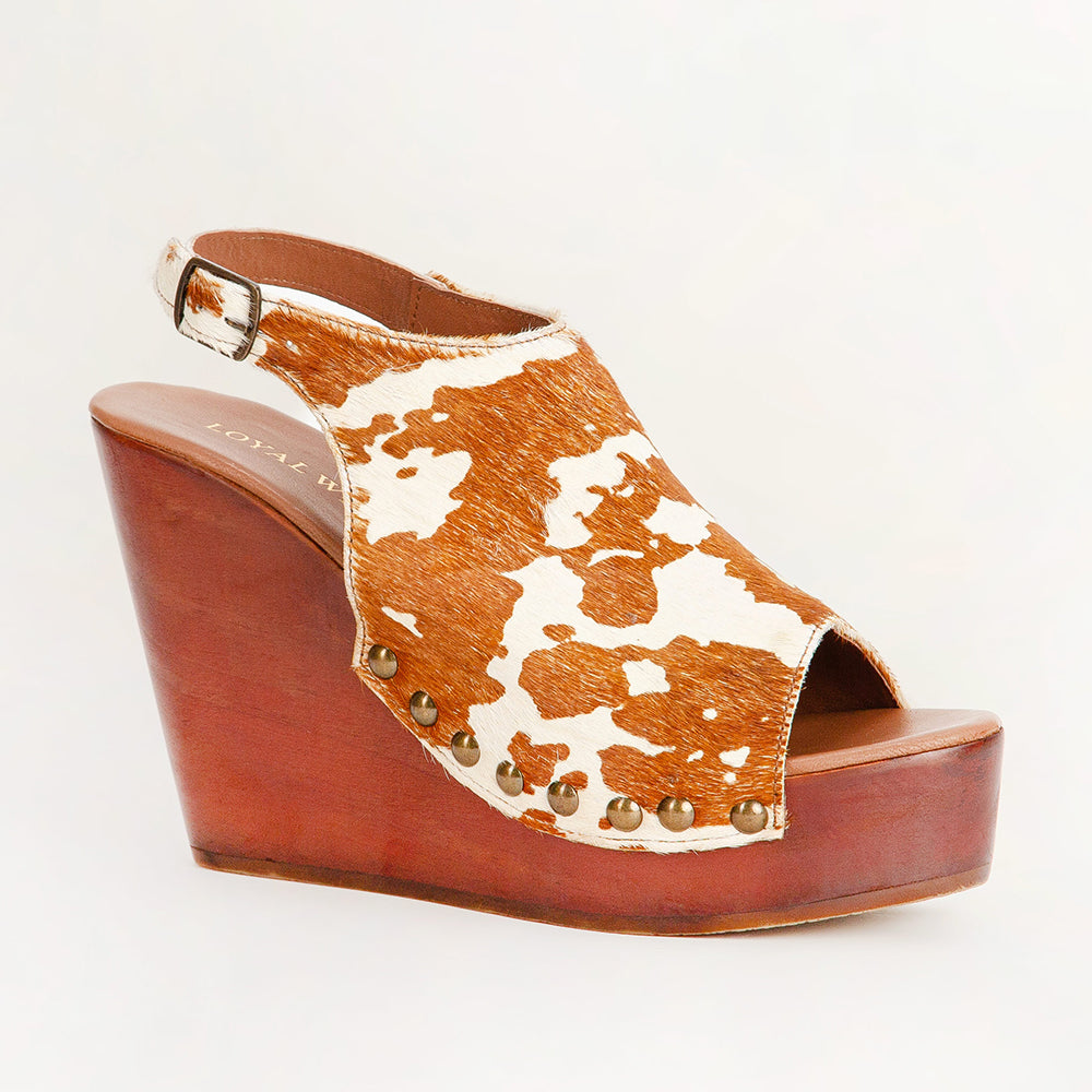 Loyal West Amelia Sandals Brown And White Cowhide