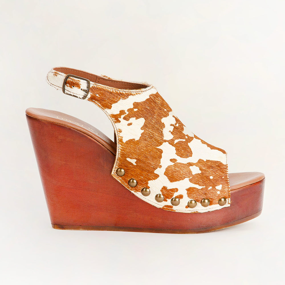 Loyal West Amelia Sandals Brown And White Cowhide