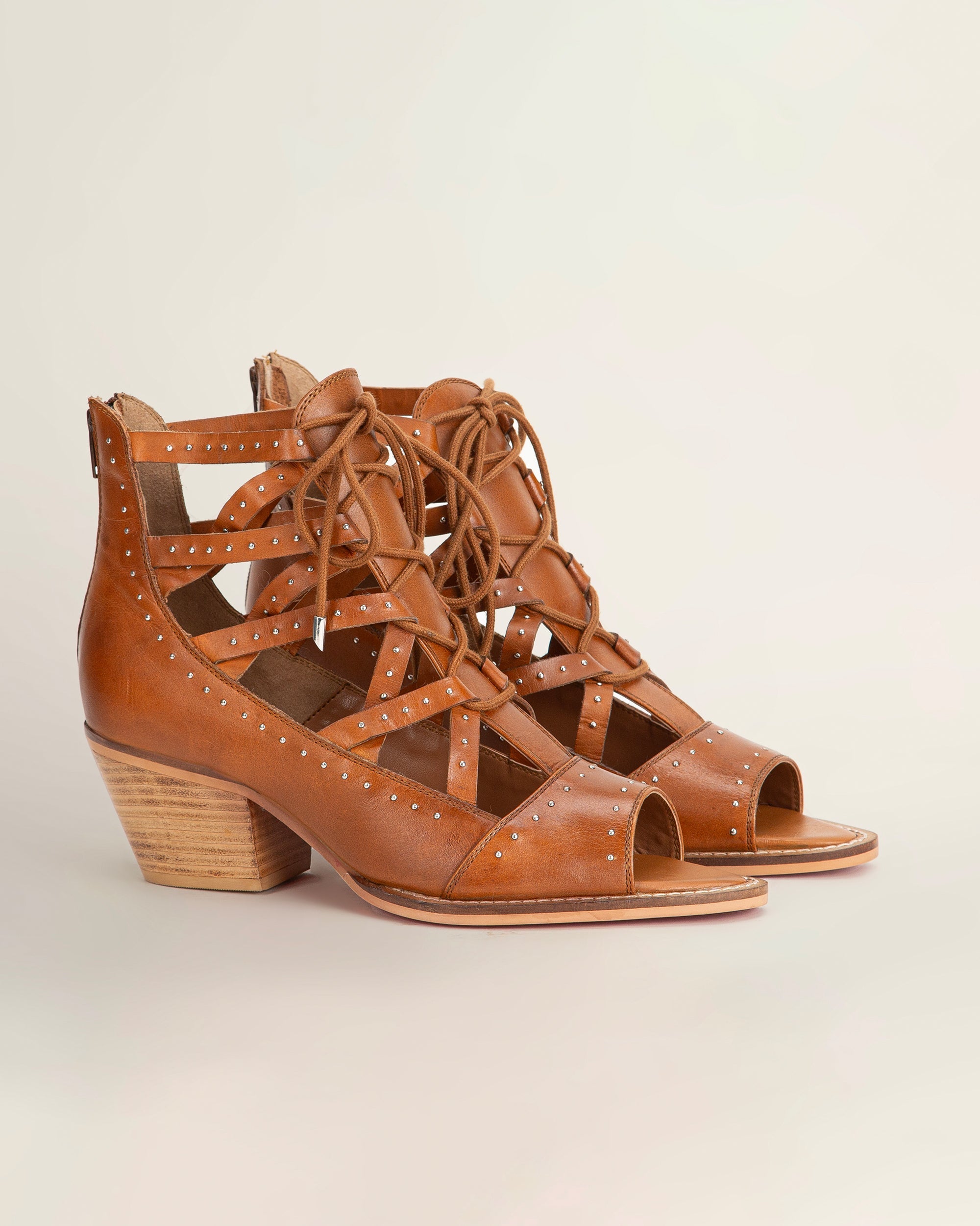 Loyal West Lace Up Booties In Calfskin