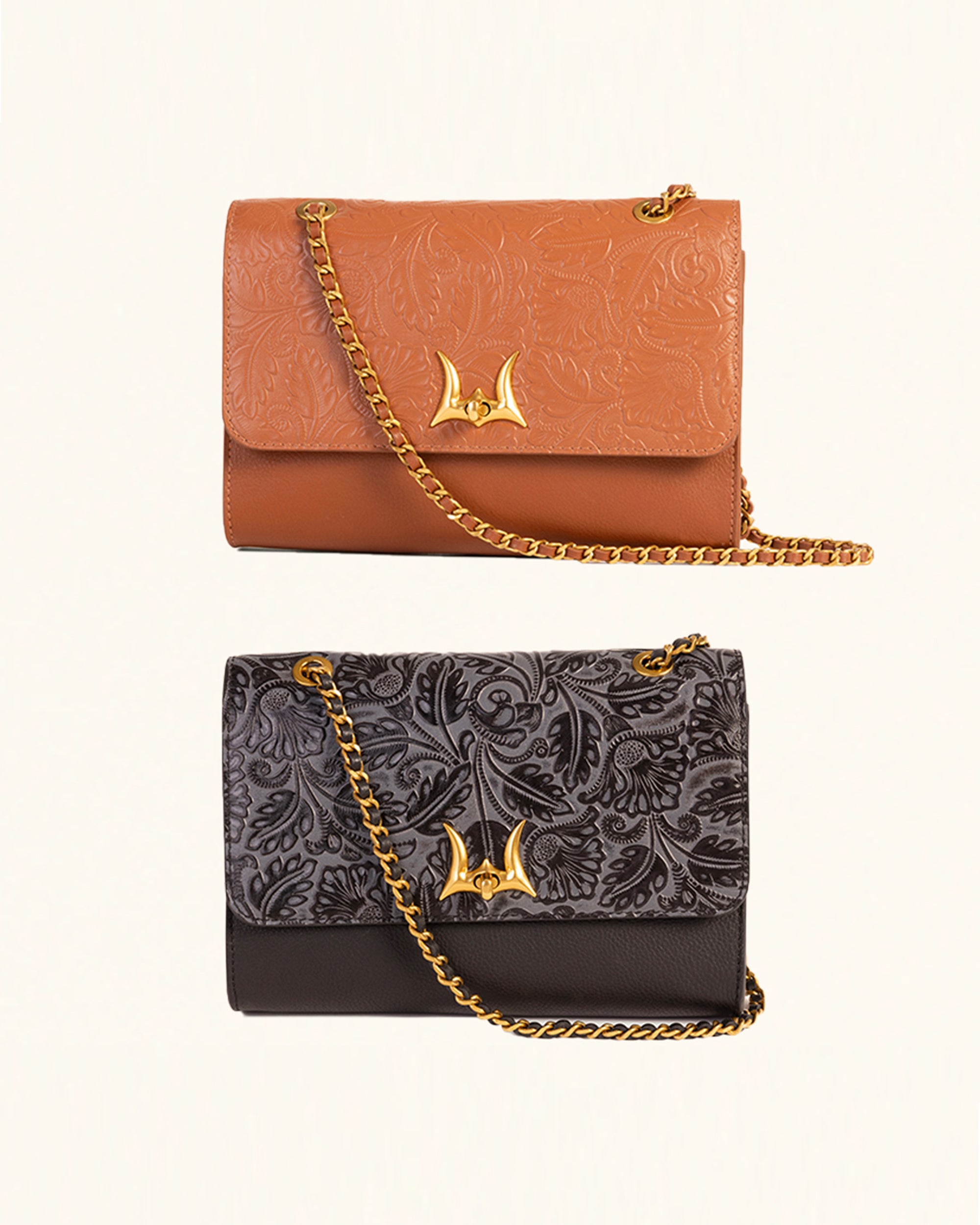 Loyal West Savi Small Embossed Leather Bag - Amber Glow