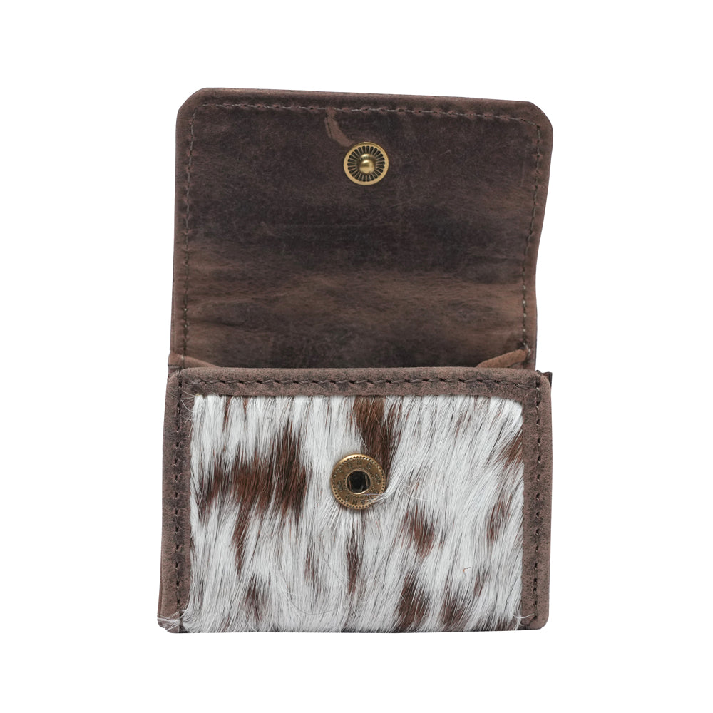 GLORIANA CLIP ON BAG CHARM - BROWN & WHITE COWHIDE