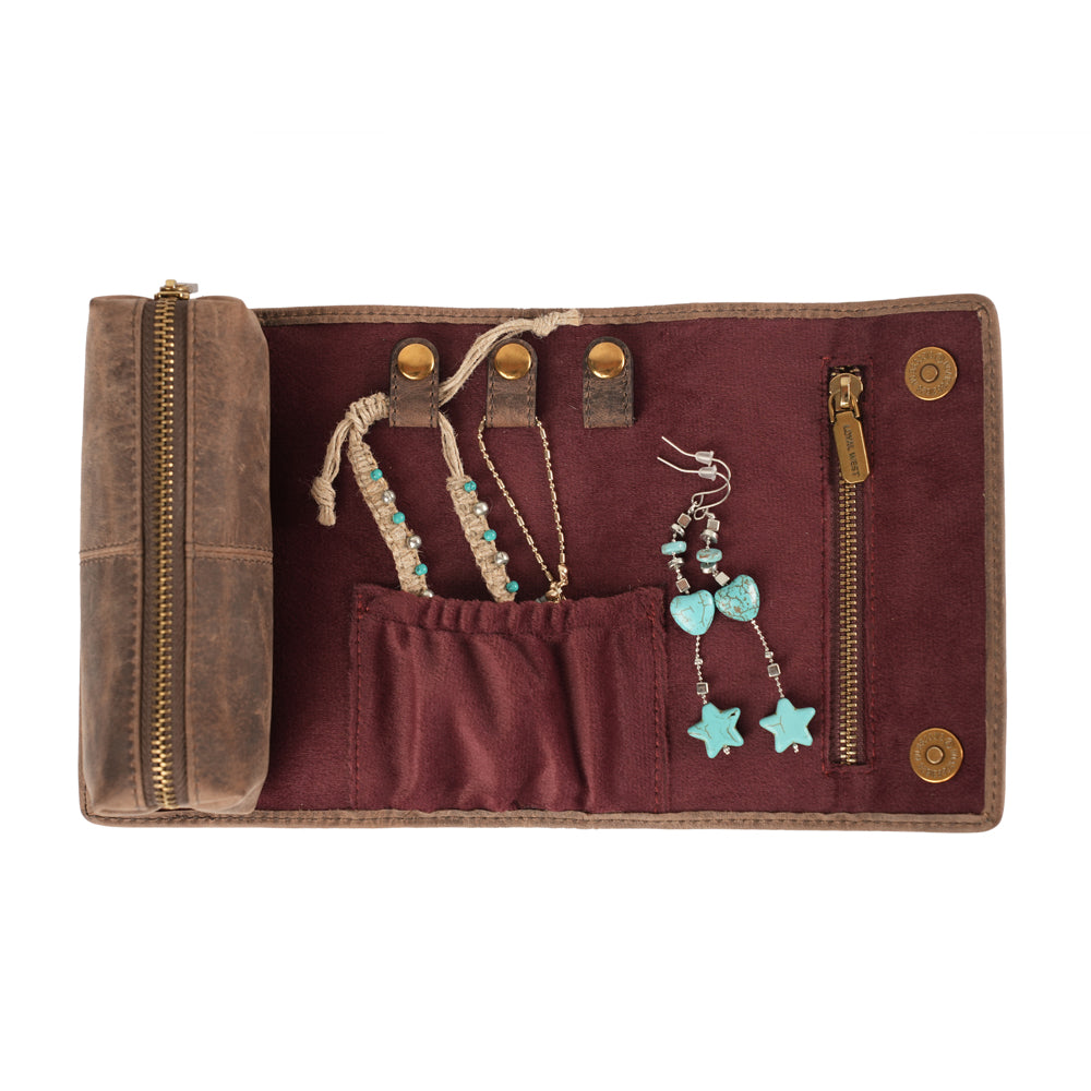 Canyon Jewellery Case - Black & White Cowhide