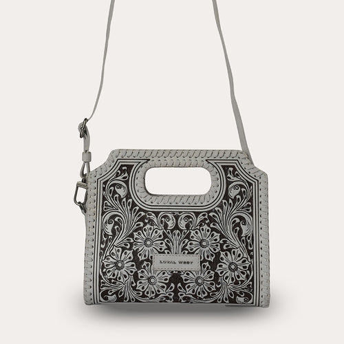 Handtooled Alma Medium Handbag - Ivory Dust