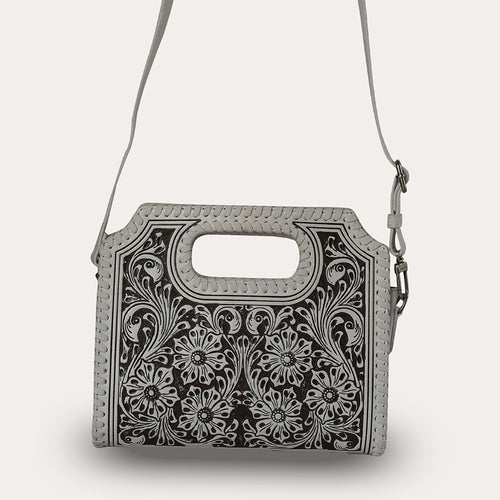 Handtooled Alma Medium Handbag - Ivory Dust