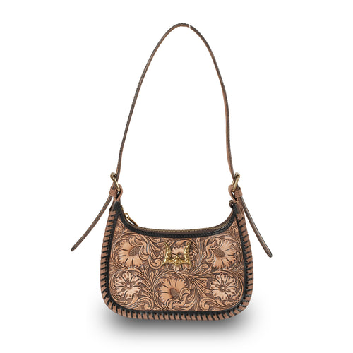 Handtooled Dannia Medium Purse - Distressed Brown