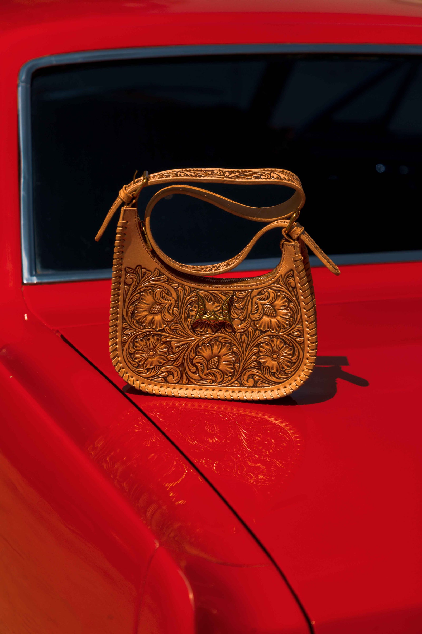 Handtooled Dannia Medium Purse - Slant Form