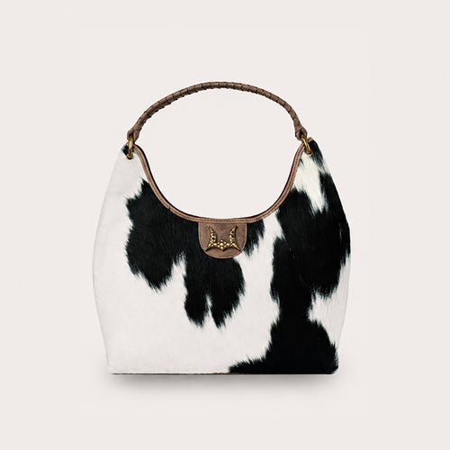 LW Medium Purse - Black & White Cowhide