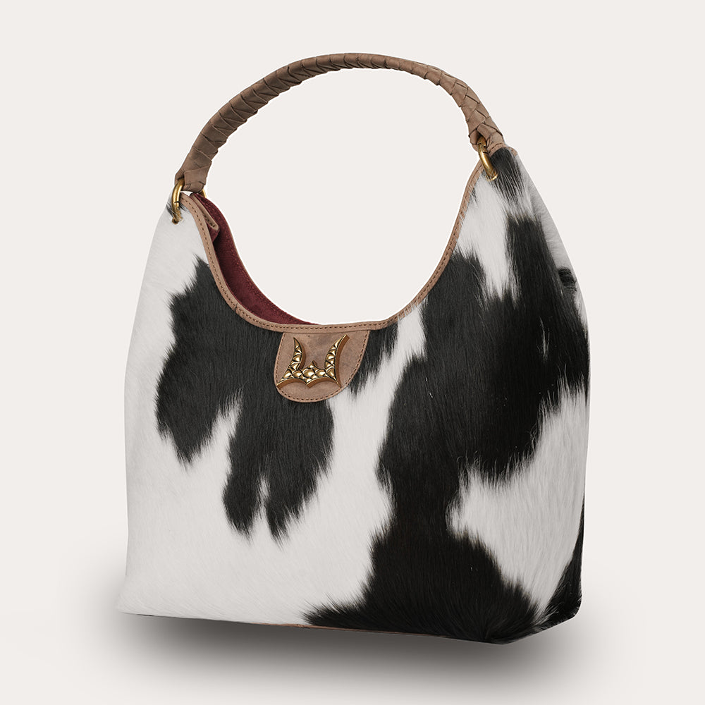 LW Medium Purse - Black & White Cowhide