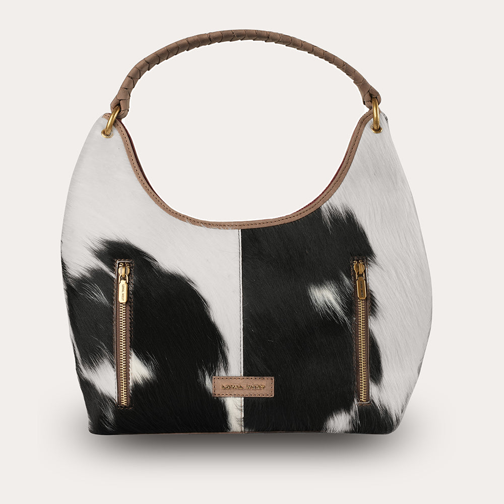 LW Medium Purse - Black & White Cowhide