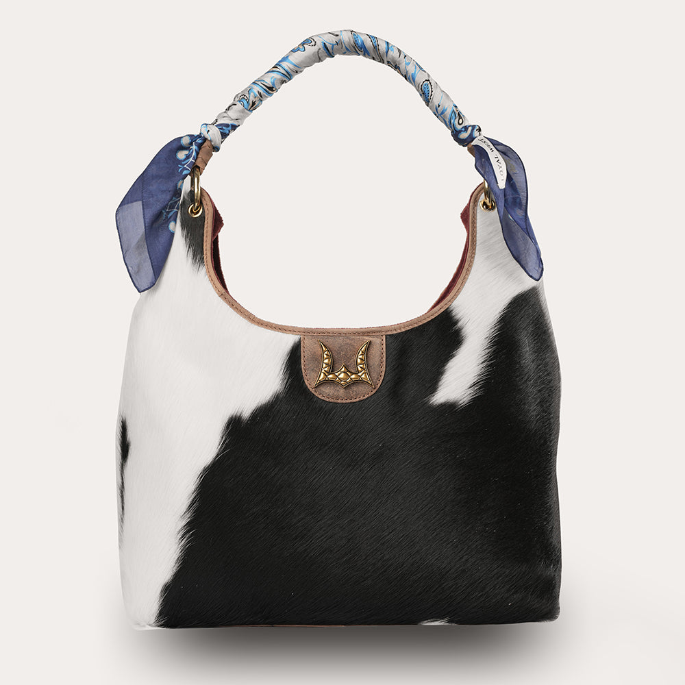 LW Medium Purse - Black & White Cowhide
