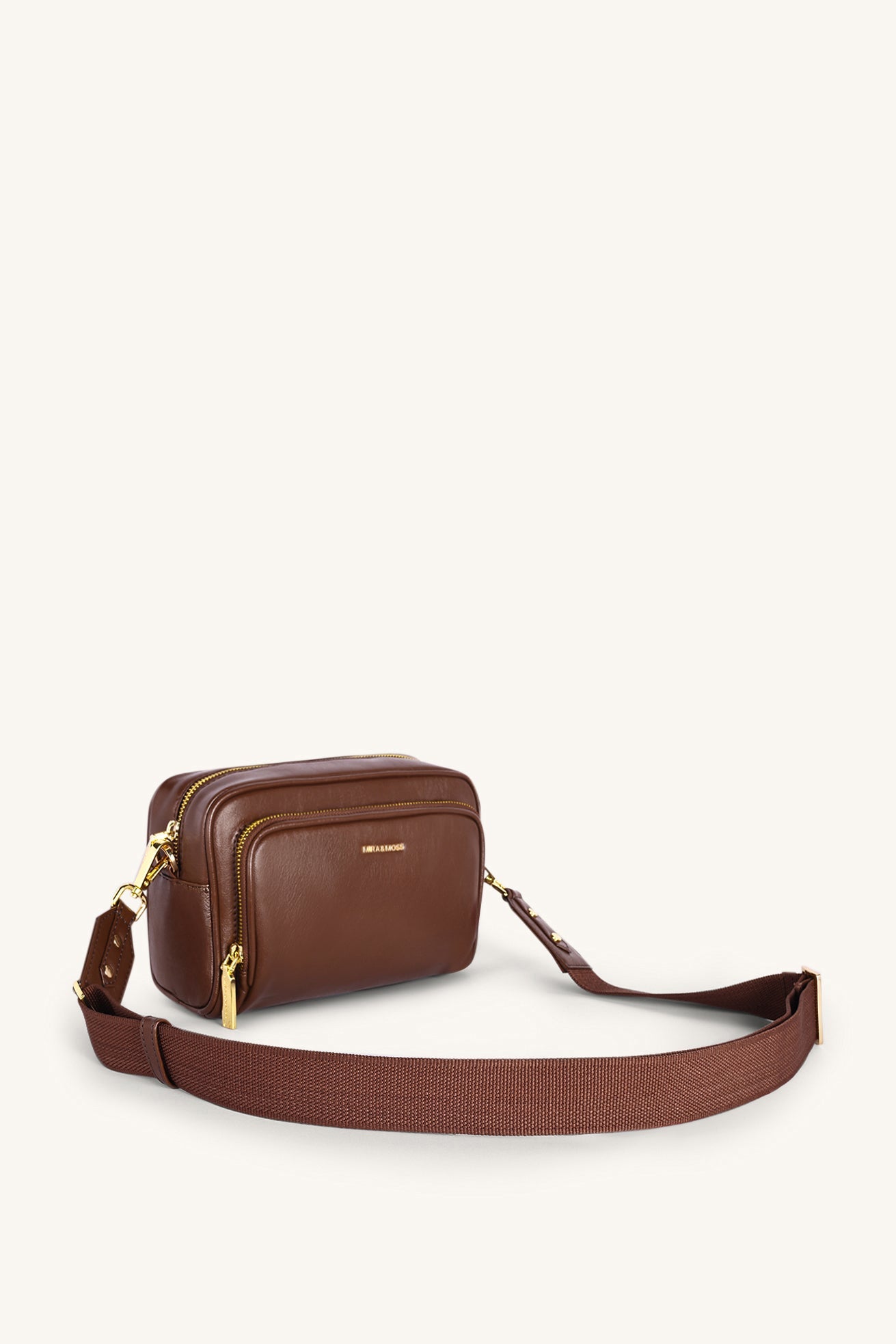 Mira & Moss Lucienne Crossbody Bag - Shiny Chocolate Brown