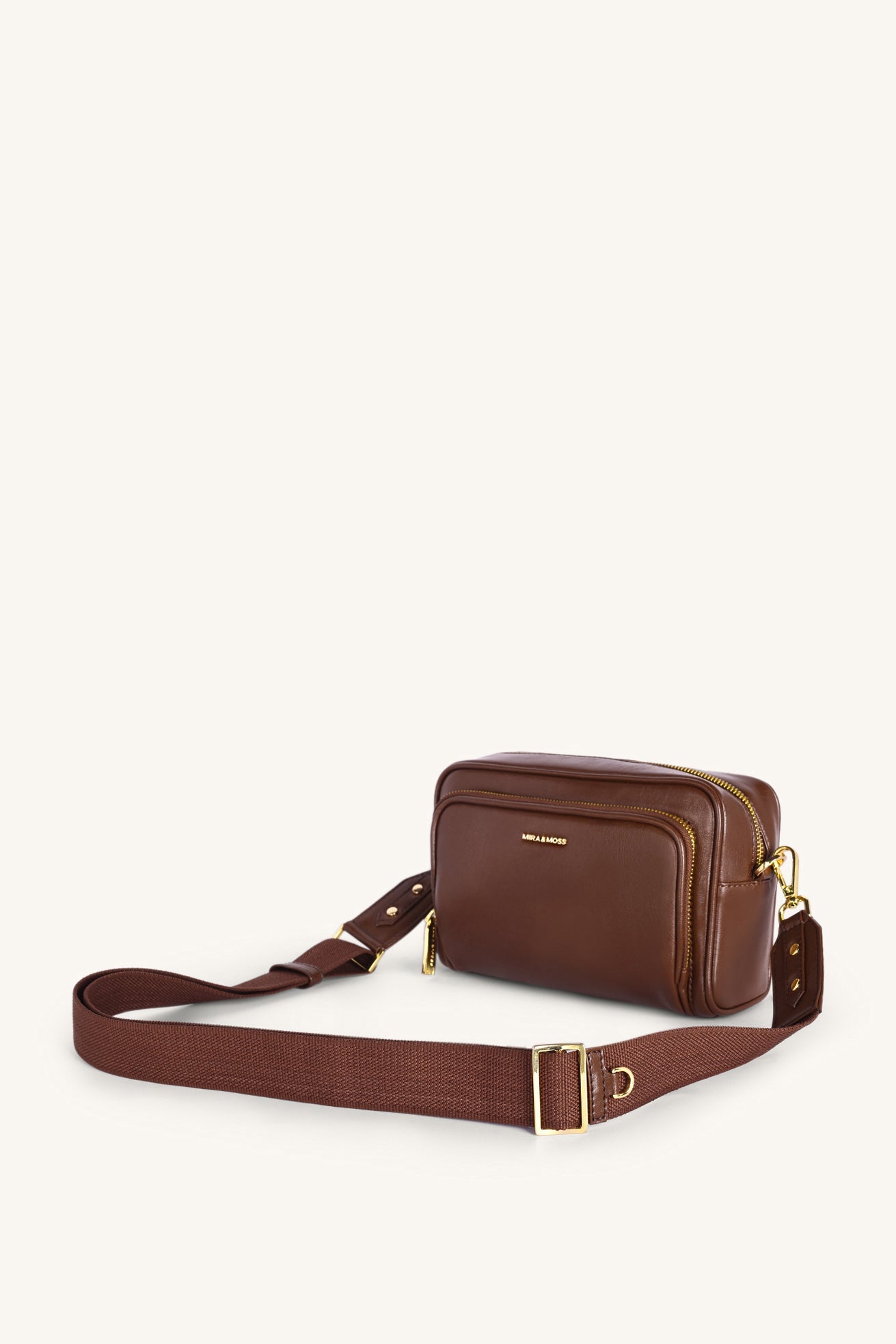 Mira & Moss Lucienne Crossbody Bag - Shiny Chocolate Brown