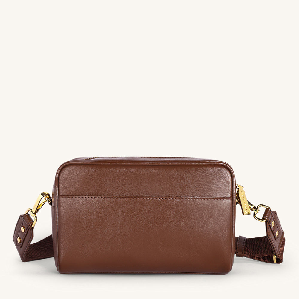 Mira & Moss Lucienne Crossbody Bag - Shiny Chocolate Brown