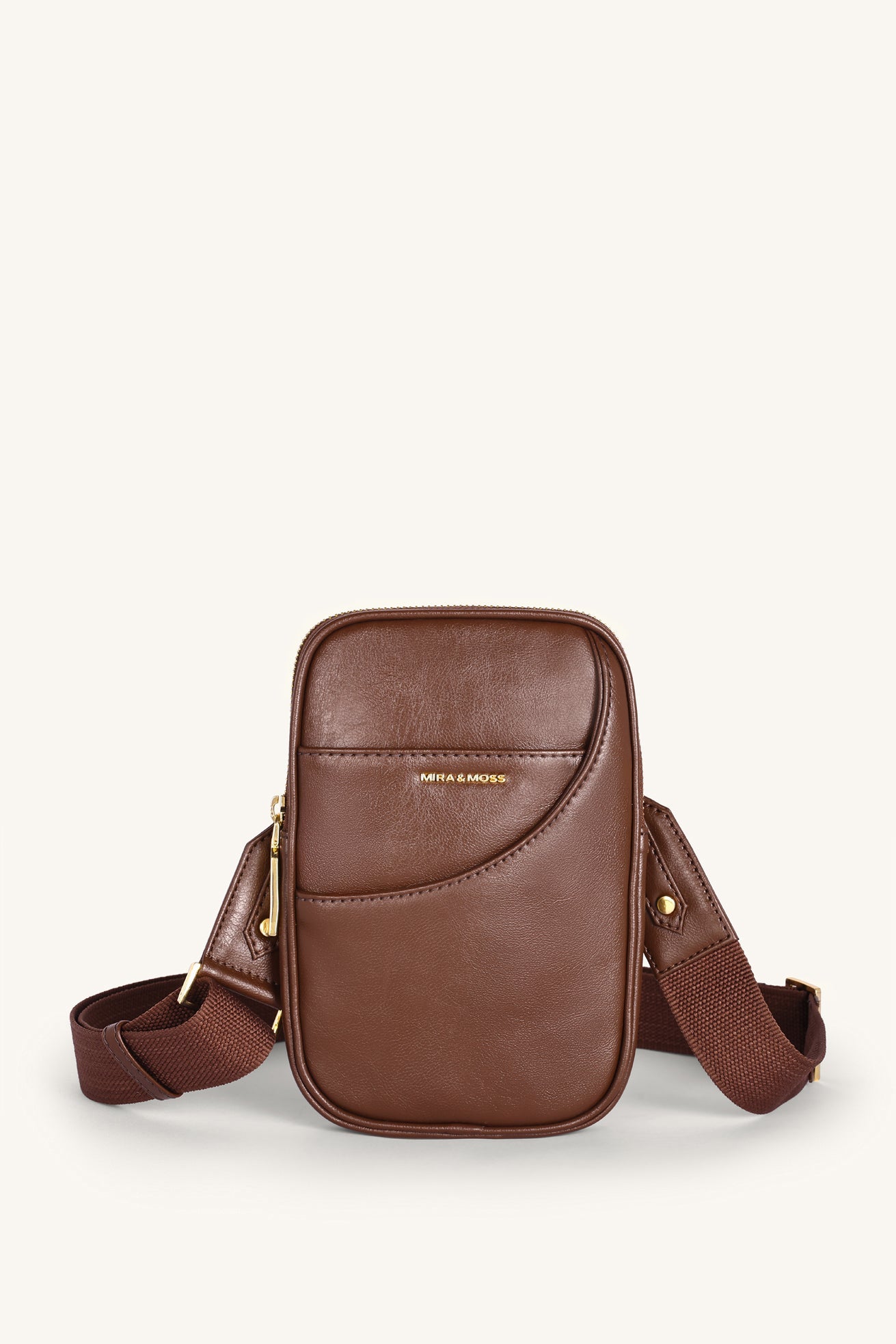 Mira & Moss Iris Mini-Crossbody Bag - Shiny Chocolate Brown