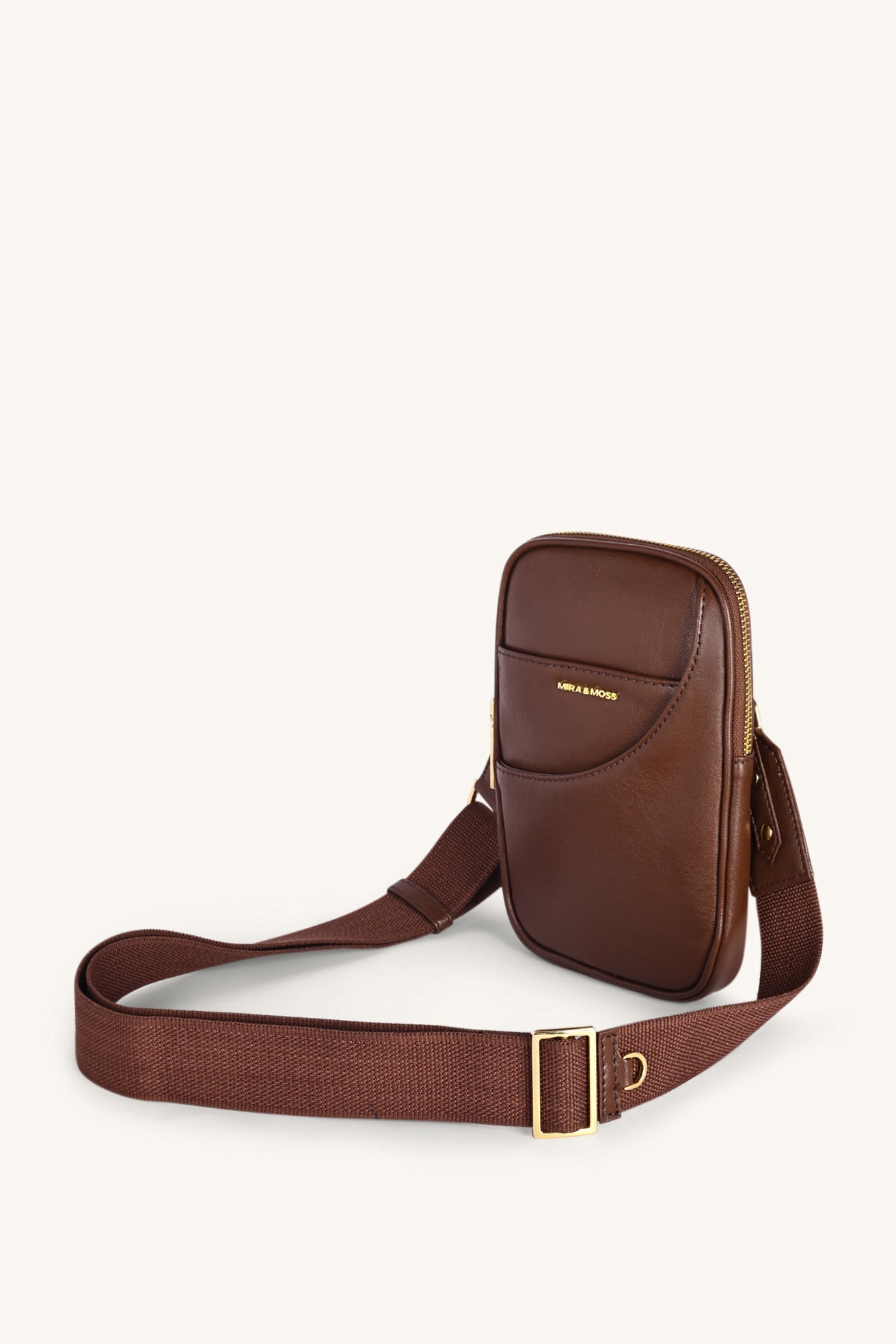 Mira & Moss Iris Mini-Crossbody Bag - Shiny Chocolate Brown
