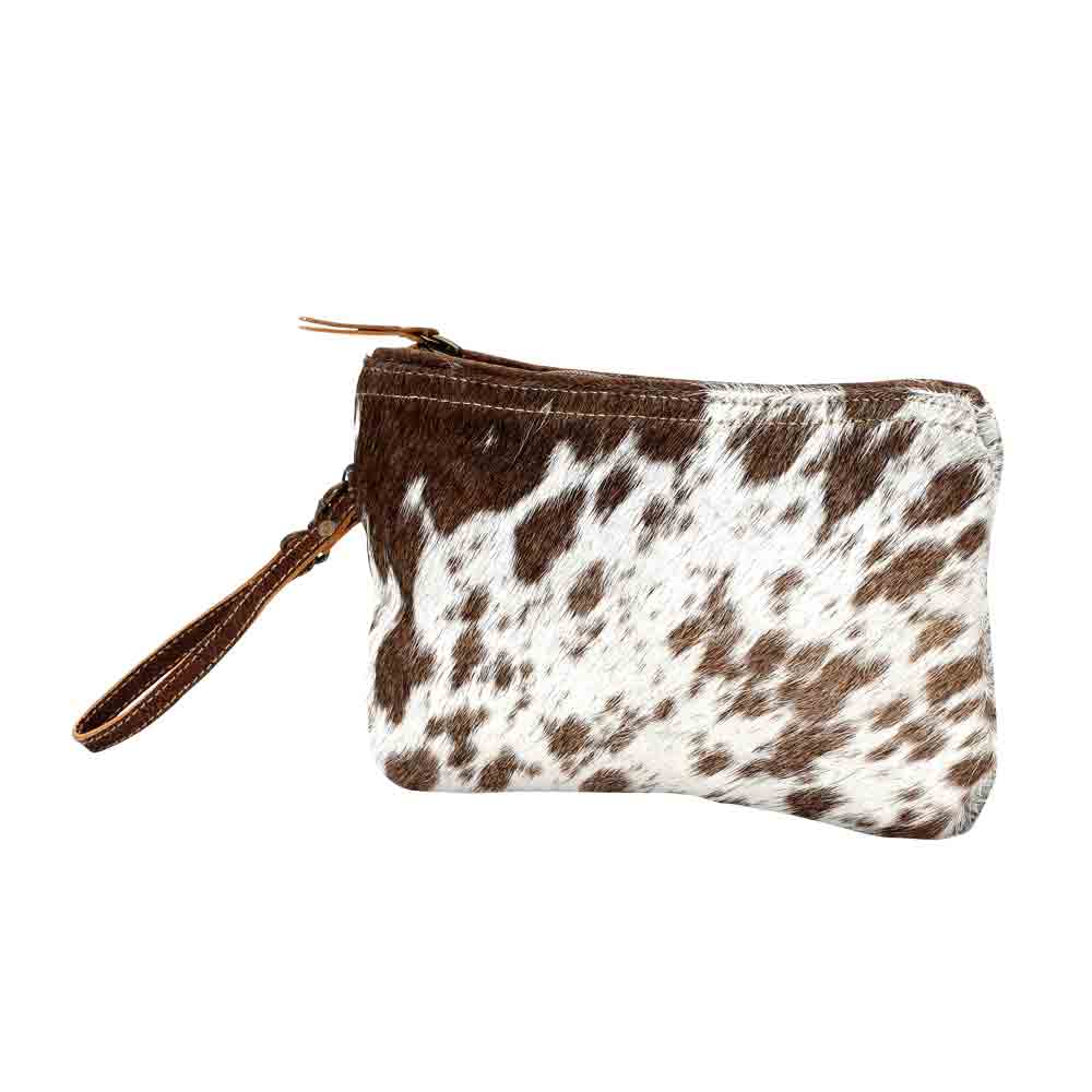 White & Brown Hairon Pouch - Myra Bags