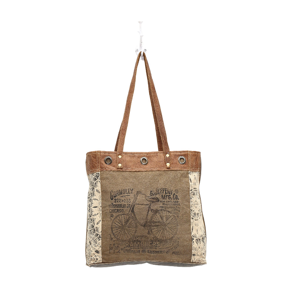 By-Cycle Print Canvas Tote Bag - Myra Bags