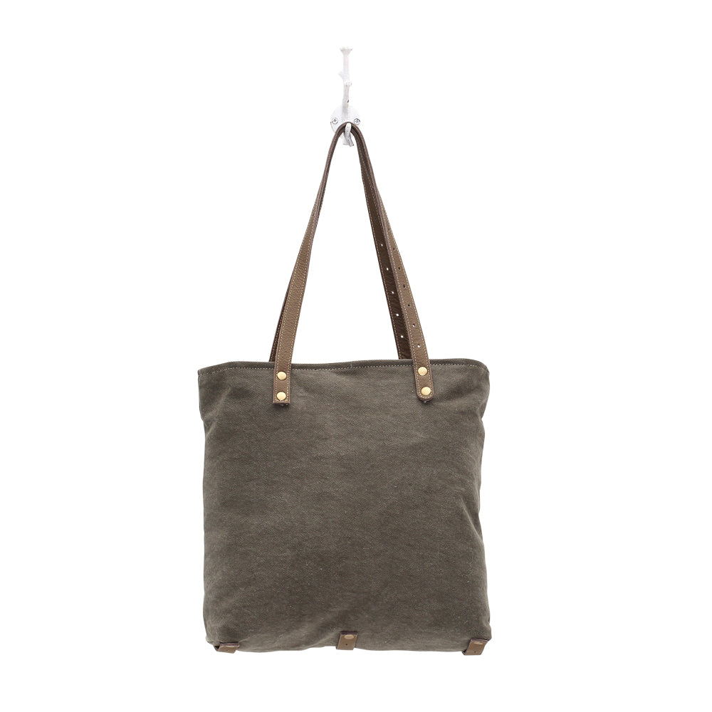 By-Cycle Print Canvas Tote Bag (Green) - Myra Bags