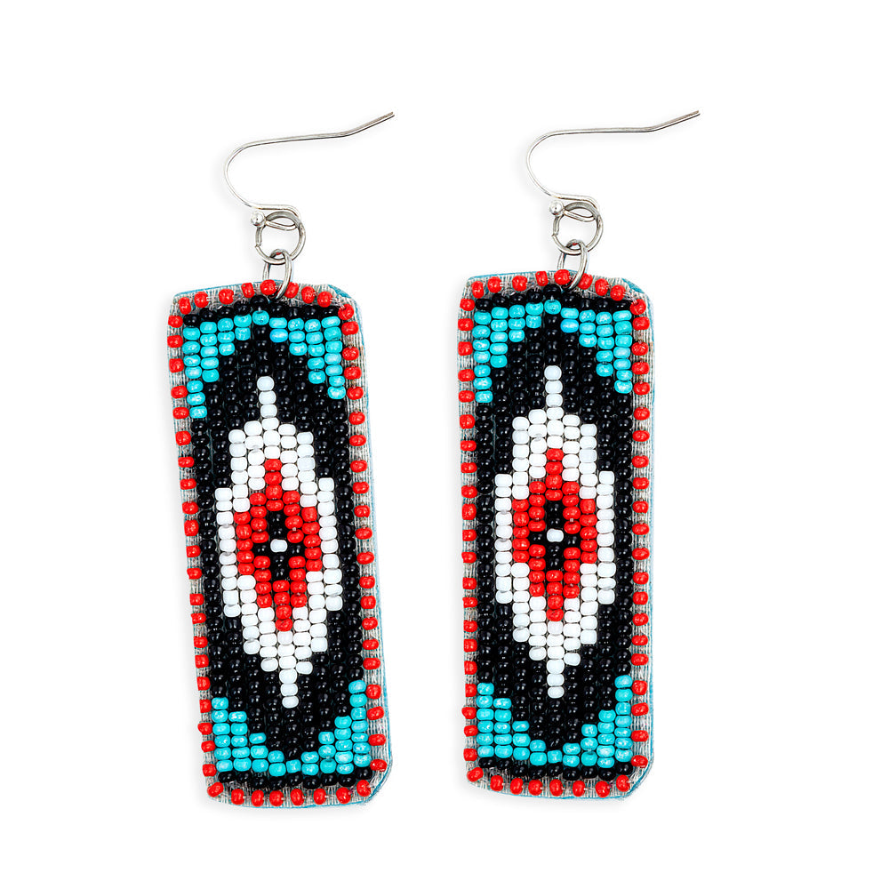 Love Thee Only Beaded Earrings In Ebony & Red