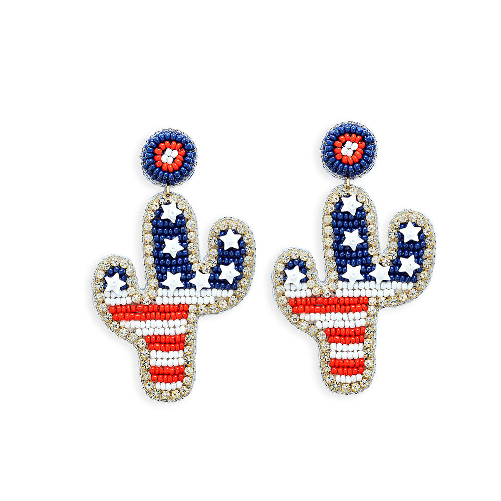 Spangled Cactus Beaded Earrings