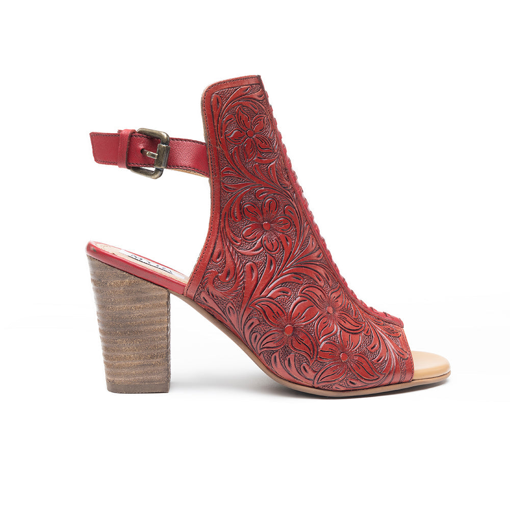 Callandra High Front Hand-tooled Sandal Shoes