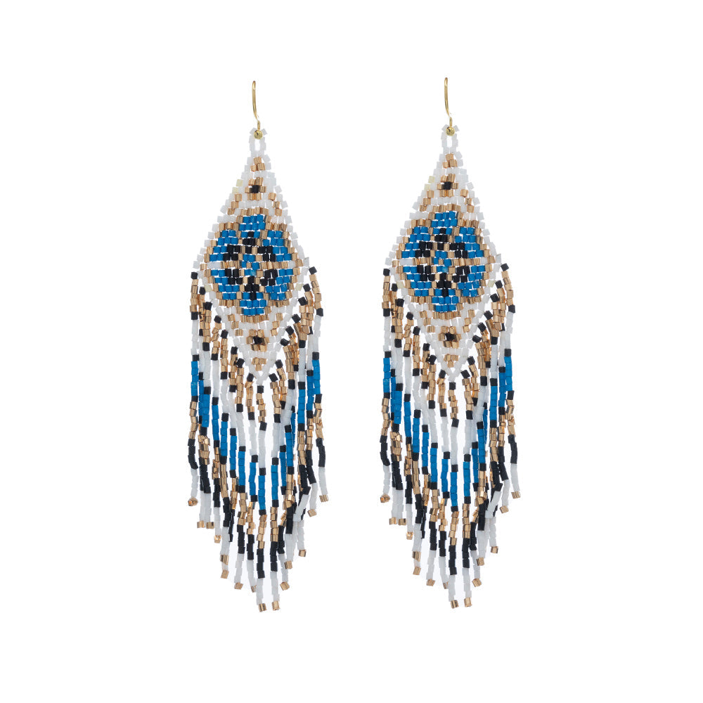 Blue Desert Bloom Beaded Earrings