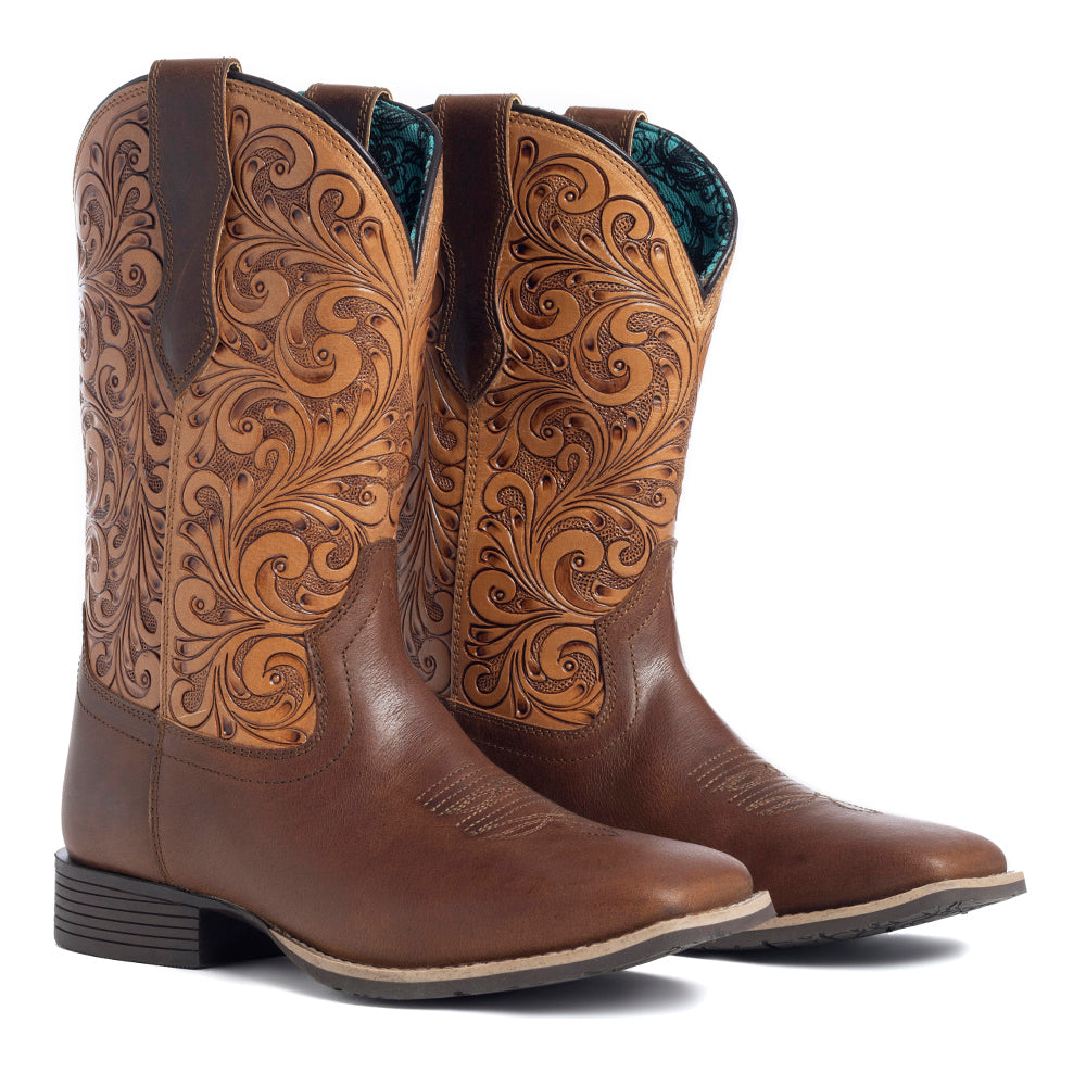 Camilita Hand-tooled Boots in Brown