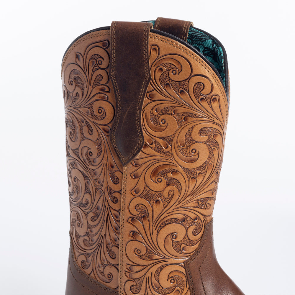 Camilita Hand-tooled Boots in Brown