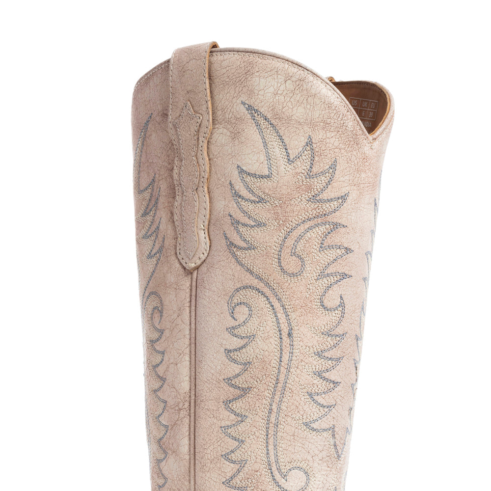 Syllvia Prairie Leather Boots in Ivory