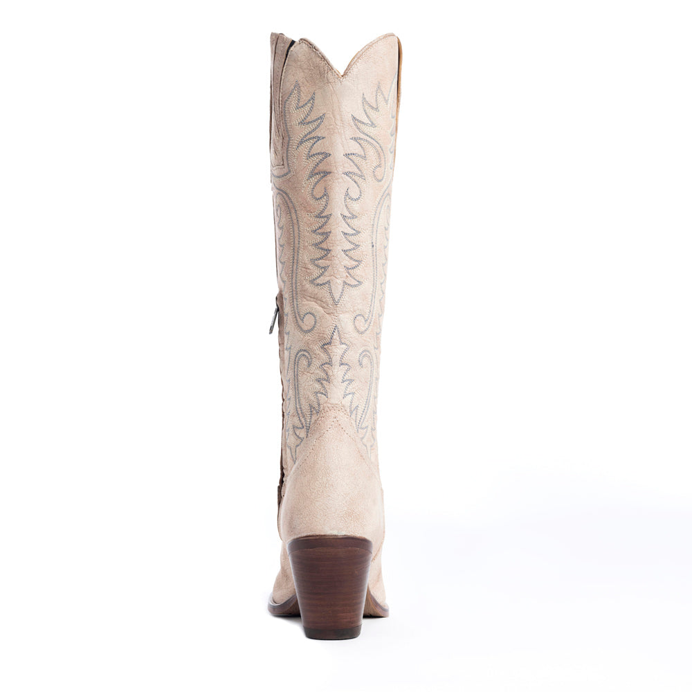 Syllvia Prairie Leather Boots in Ivory