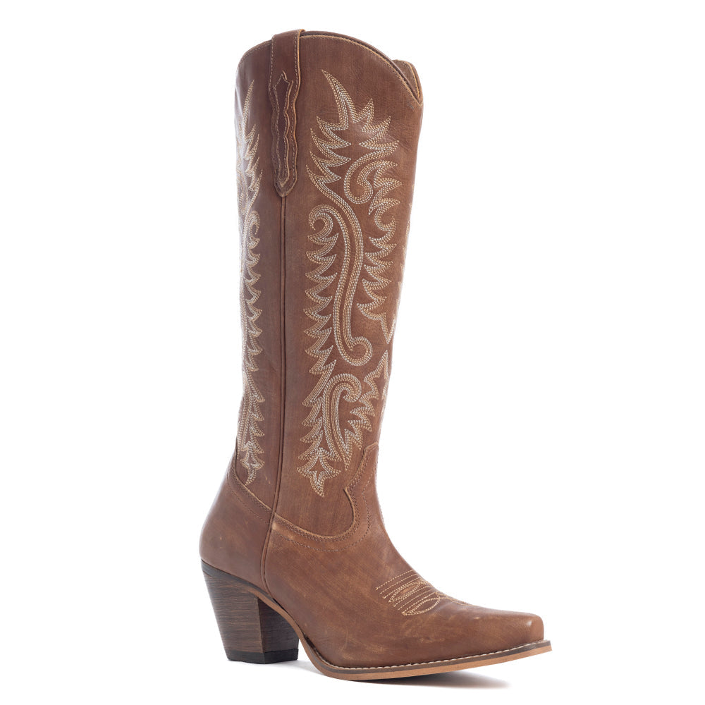 Syllvia Prairie Leather Boots in Bourbon Brown