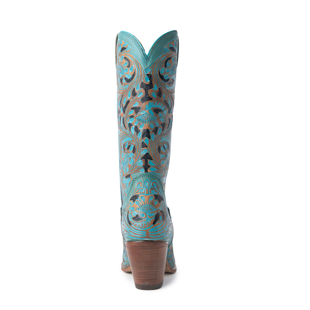 Kasiopeah Hand-tooled Boots in Turquoise