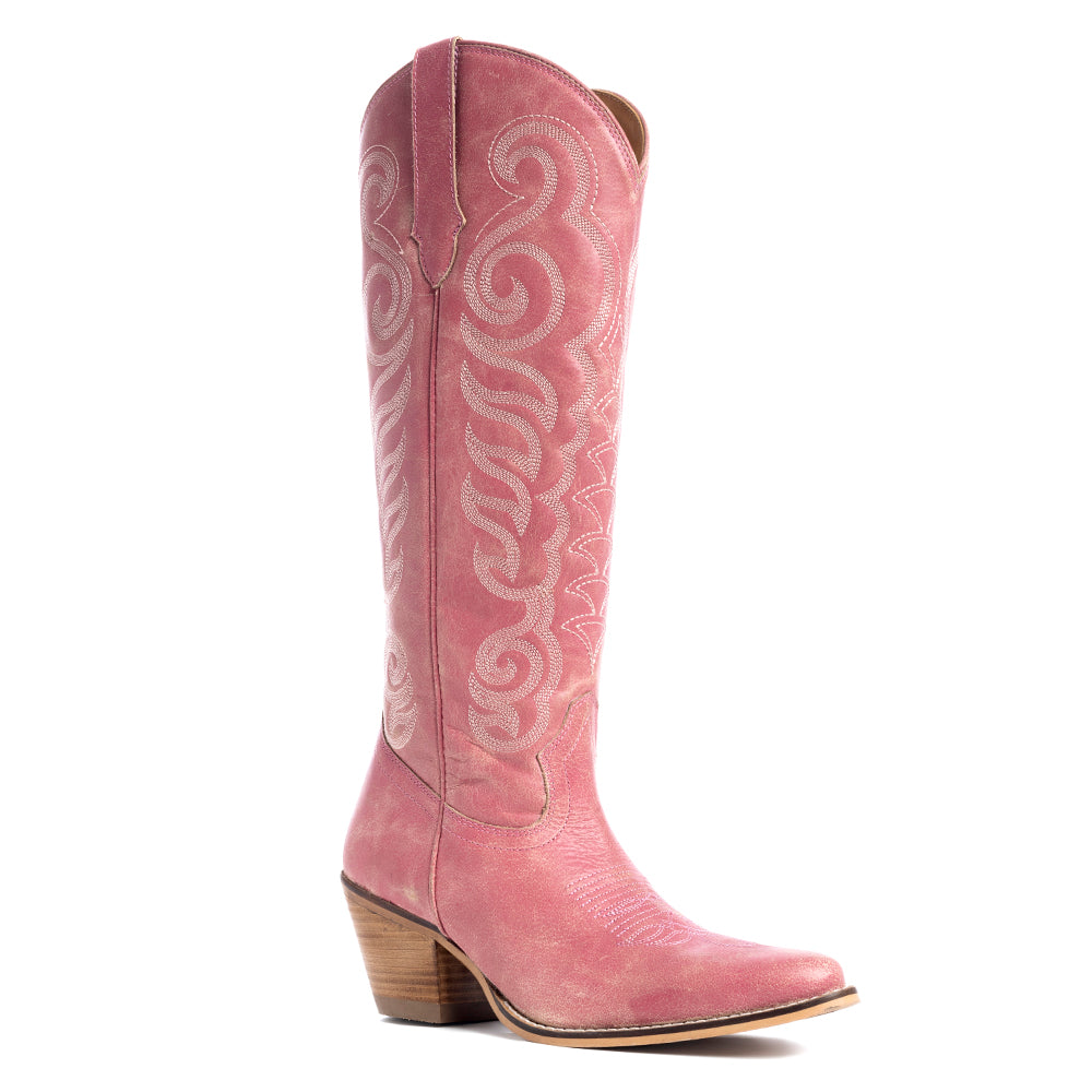 Nalejandra Leather Boots in Pink