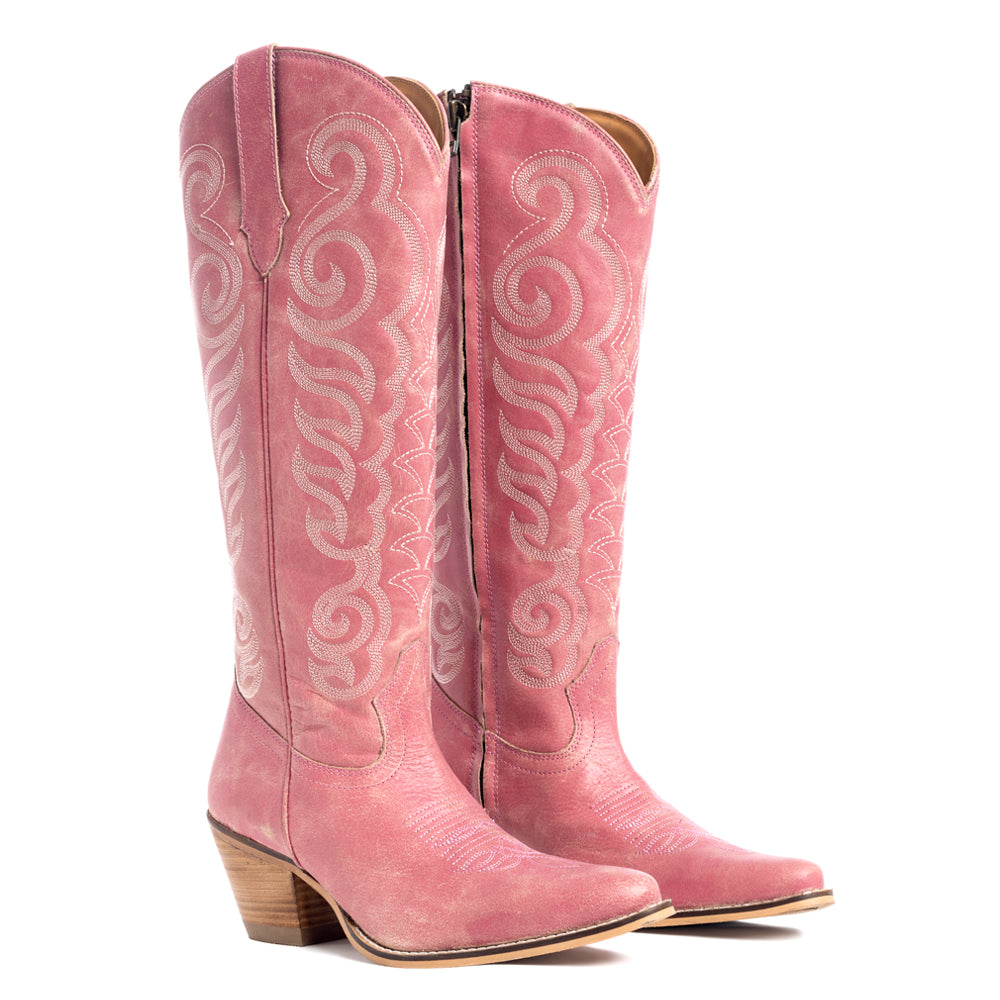 Nalejandra Leather Boots in Pink