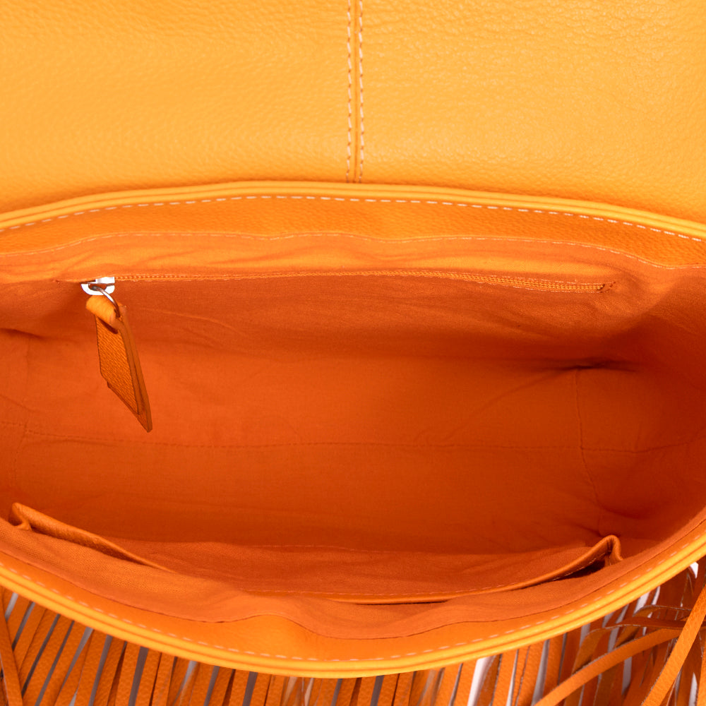 Oro Valley Leather & Hairon Bag in Blazing Orange