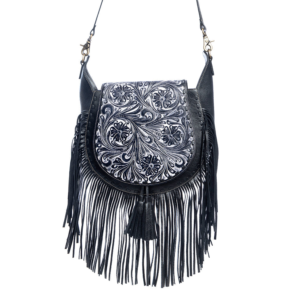 Moonwood Hand-Tooled Bag in Coal