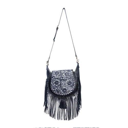 Moonwood Hand-Tooled Bag in Coal